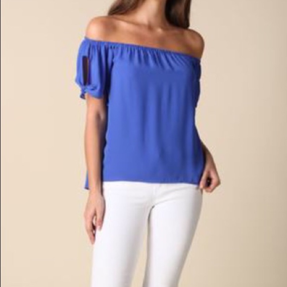 Naked Zebra Anne Tie Off The Shoulder Blouse Top